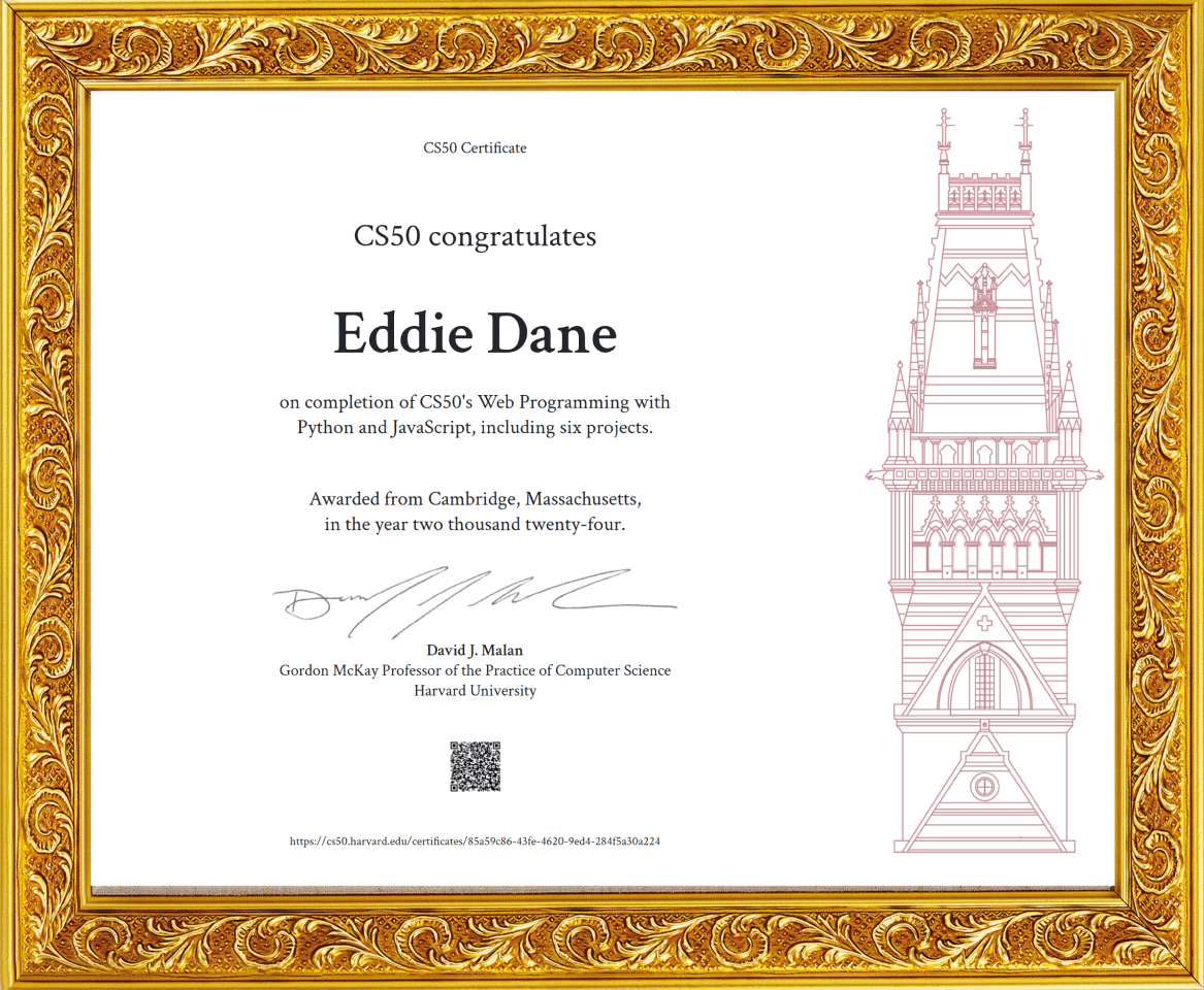 Harvard CS50 Web certificate